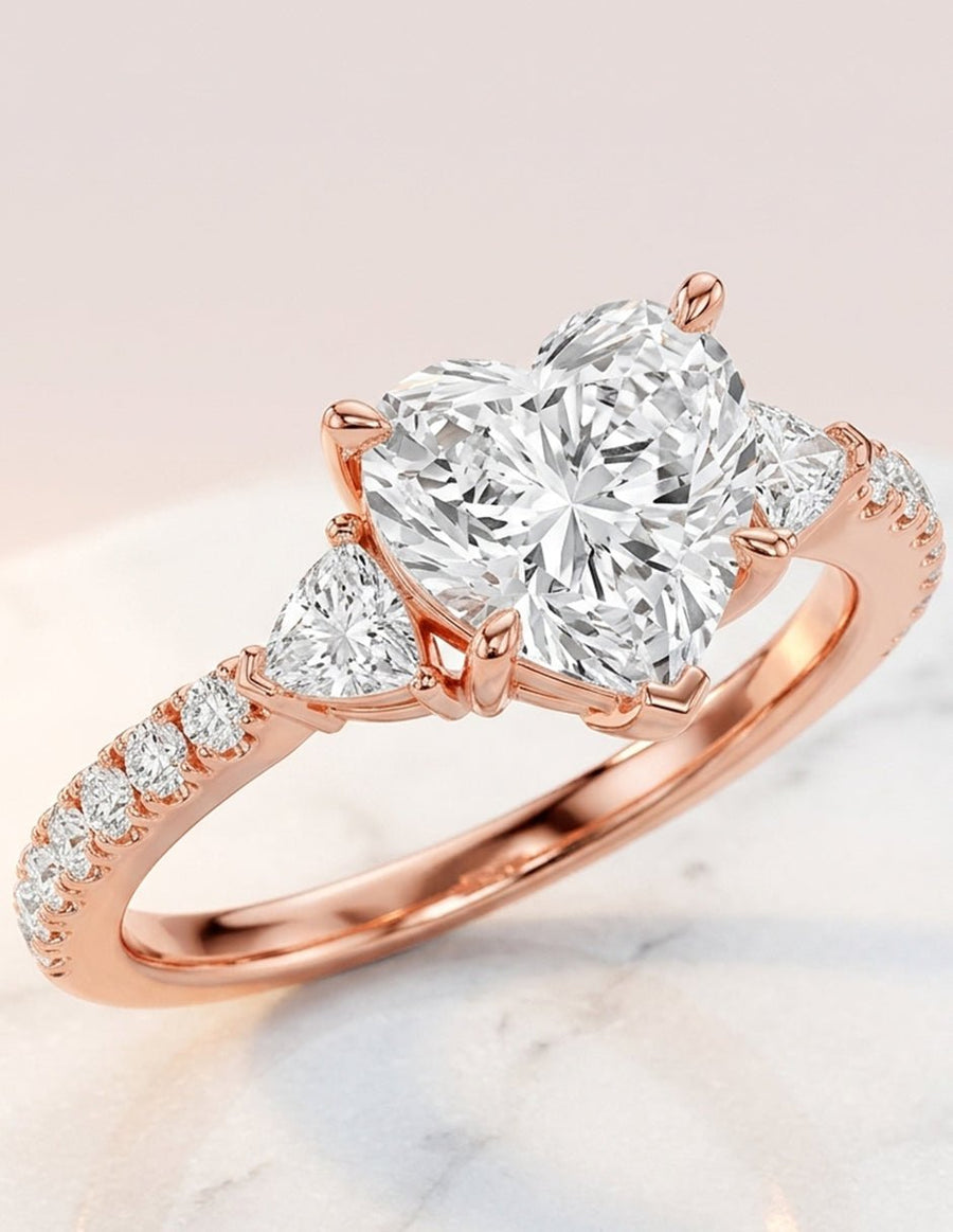 Anillo de compromiso - tres piedras - AMORE515-HE-LG