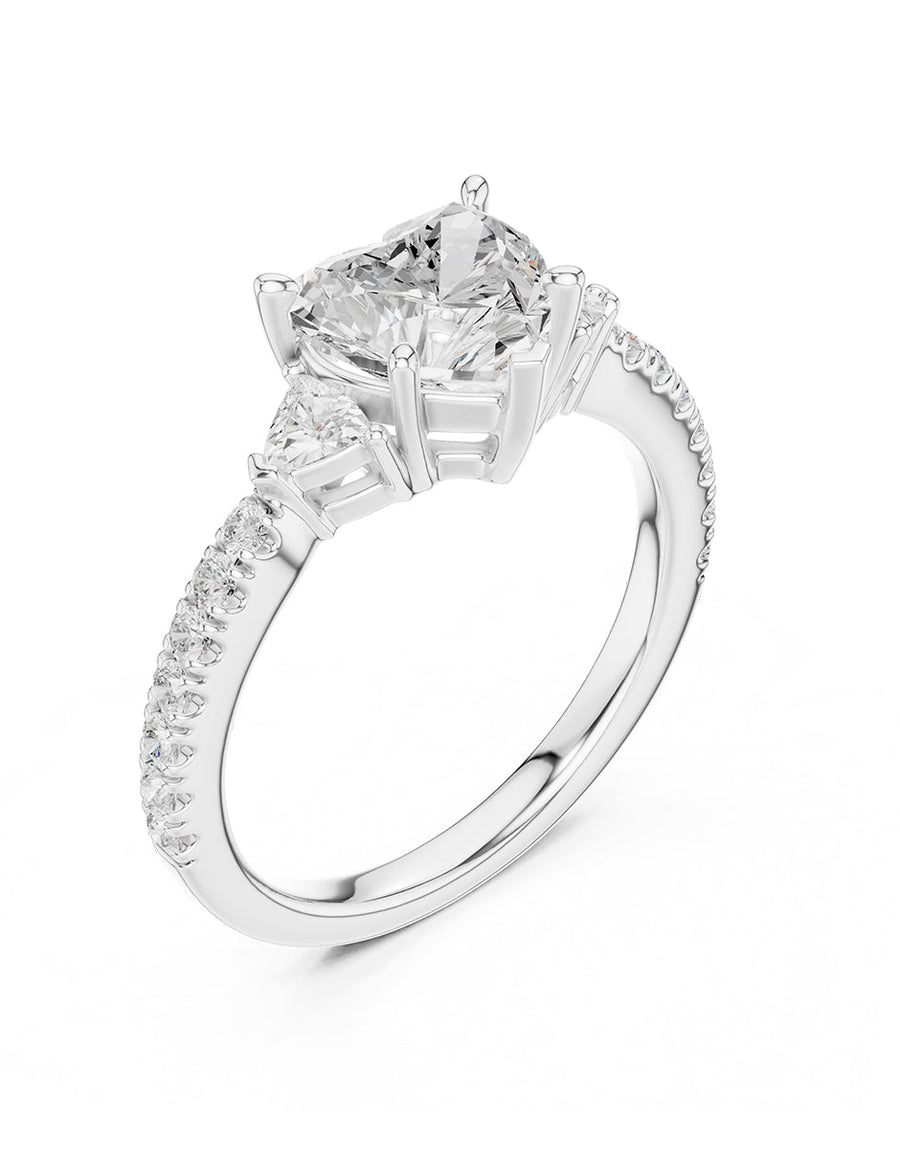 Anillo de compromiso - tres piedras - AMORE515-HE-LG