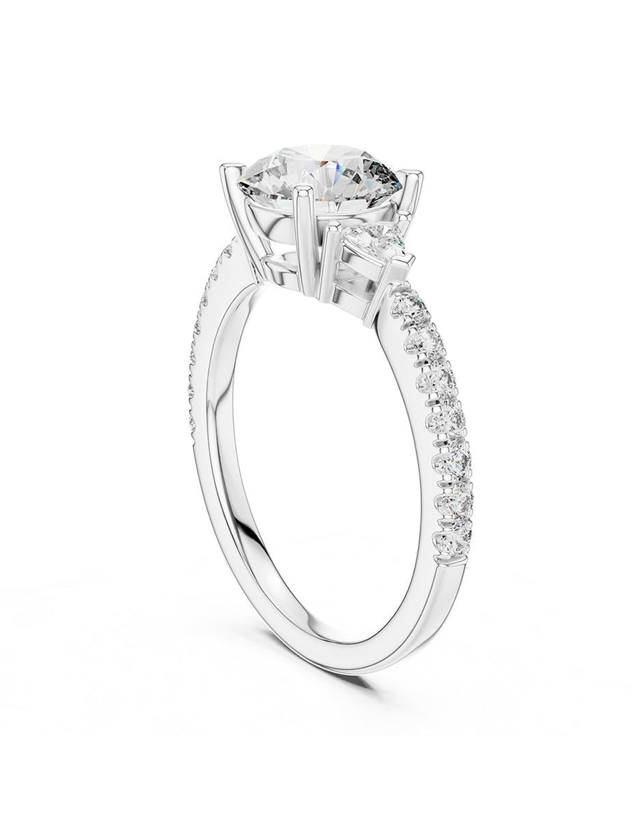 Anillo de compromiso - tres piedras - AMORE515-RD-LG