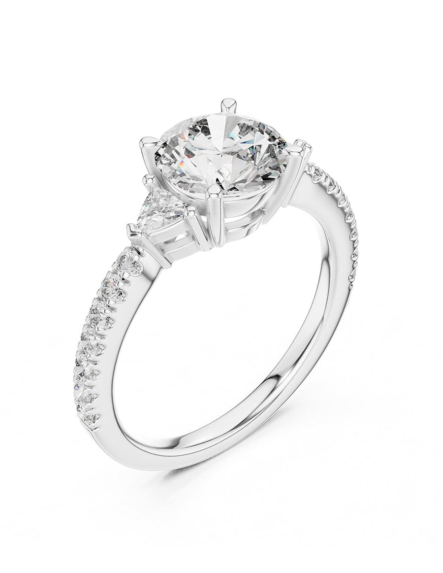 Montura para personalizar - tres piedras - AMORE515-RD