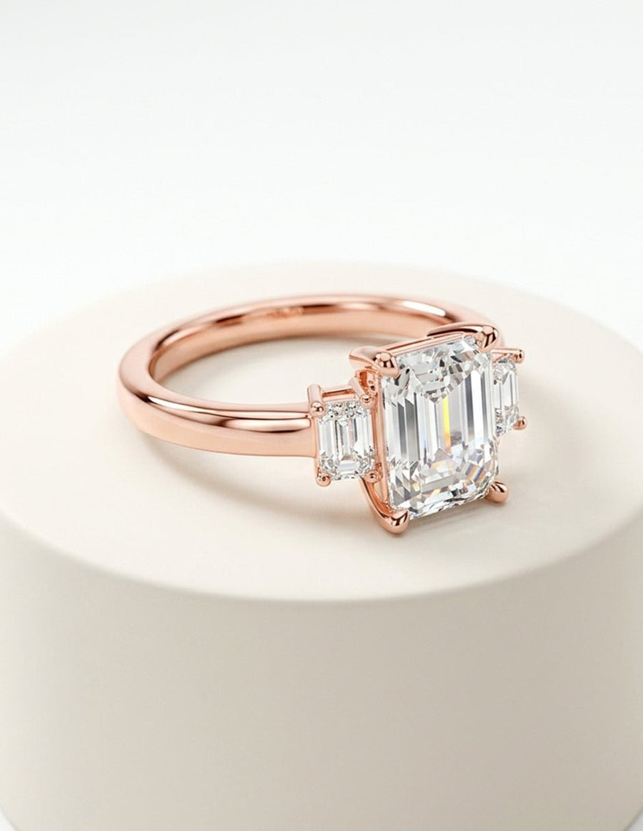 Anillo de compromiso - tres piedras - AMORE516-EM-LG