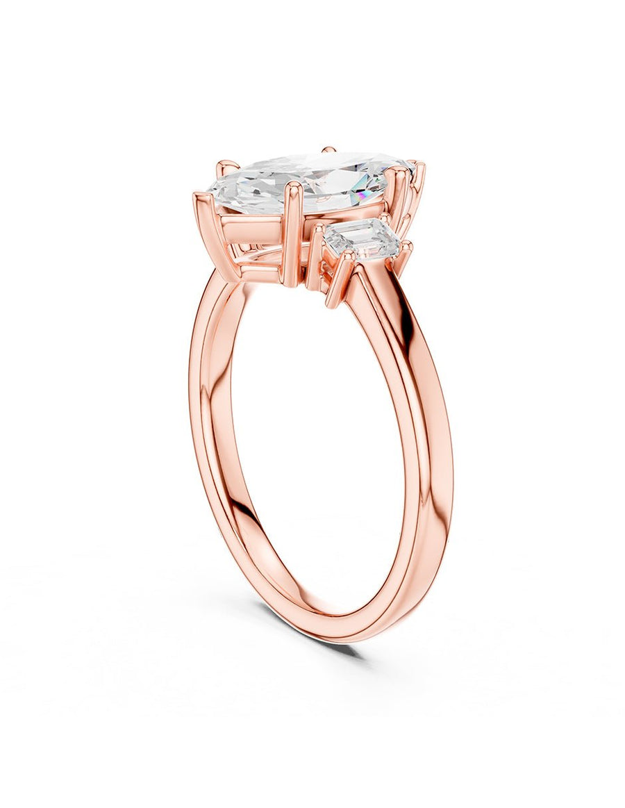 Anillo de compromiso - tres piedras - AMORE516-MQ-LG