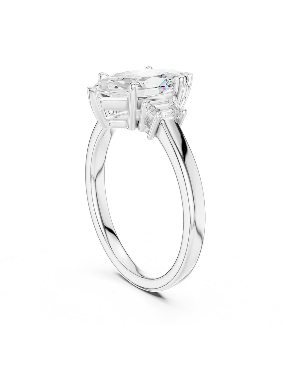 Anillo de compromiso - tres piedras - AMORE516-MQ-LG