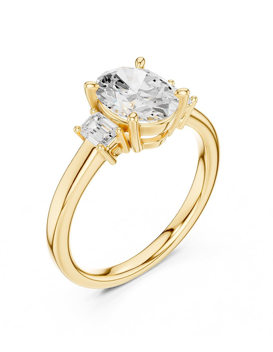 Anillo de compromiso - tres piedras - AMORE516-OV-LG