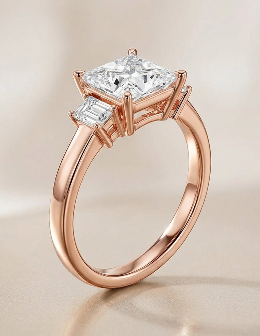 Anillo de compromiso - tres piedras - AMORE516-PE-LG