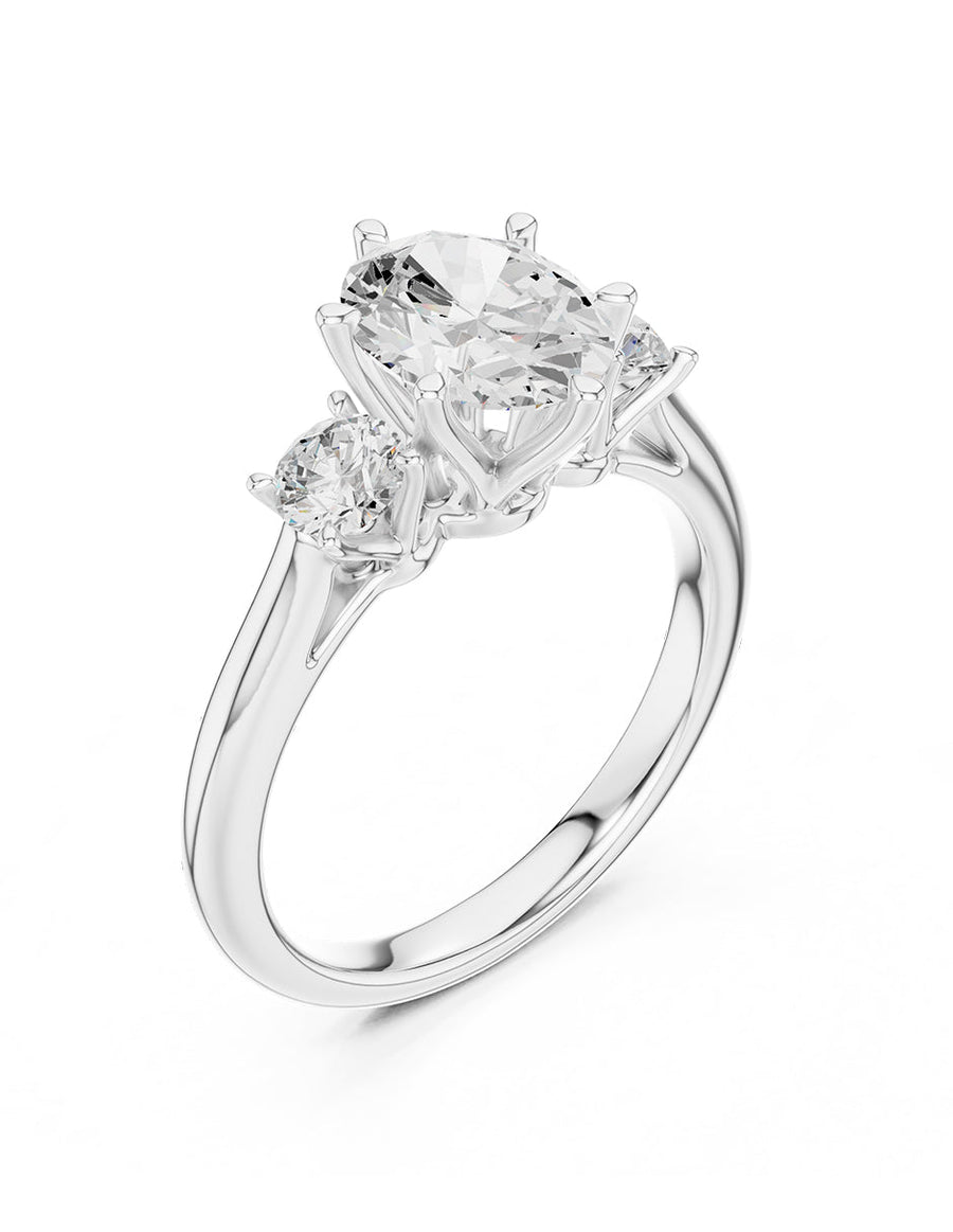 Anillo de compromiso - tres piedras - AMORE517-OV-LG