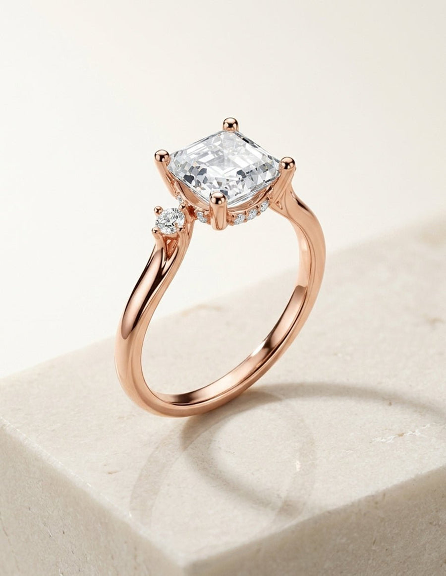 Anillo de compromiso - tres piedras - AMORE518-AS-LG