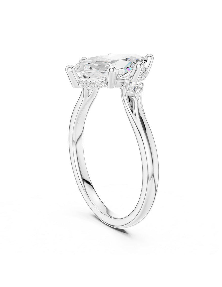 Anillo de compromiso - tres piedras - AMORE518-MQ-LG