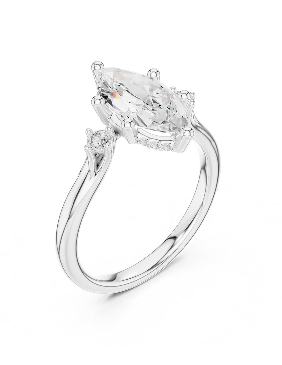 Anillo de compromiso - tres piedras - AMORE518-MQ-LG