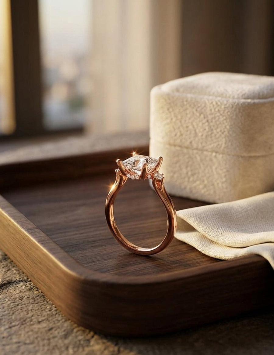 Anillo de compromiso - tres piedras - AMORE518-PR-LG