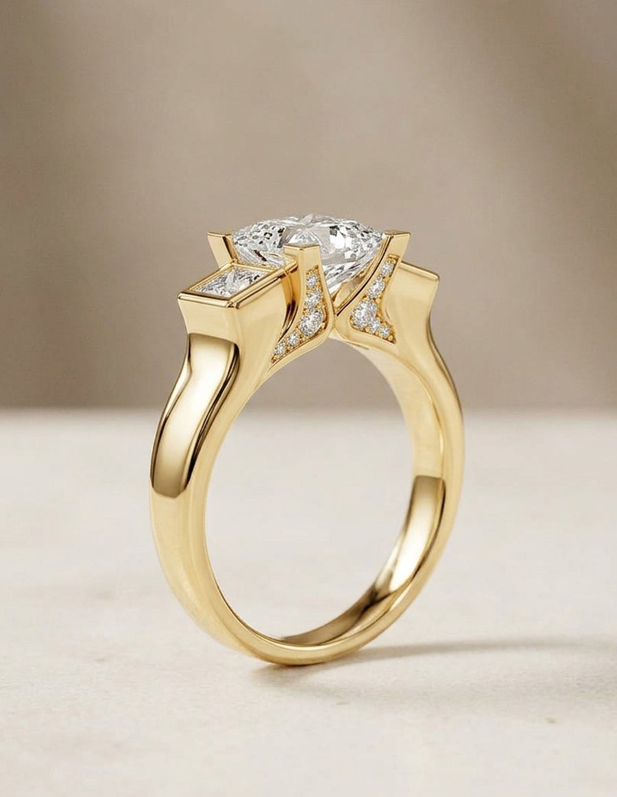 Montura para personalizar - tres piedras - AMORE519-PR