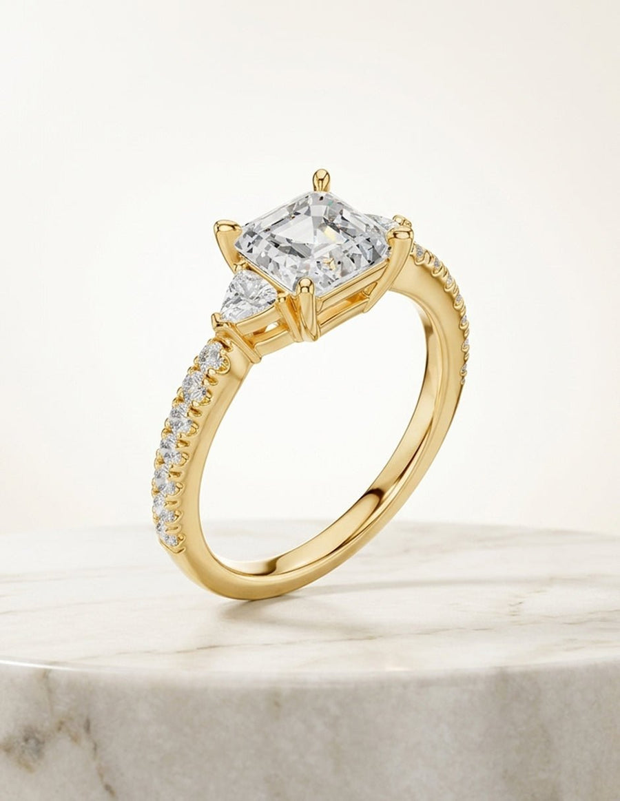 Anillo de compromiso - tres piedras - AMORE520-AS-LG
