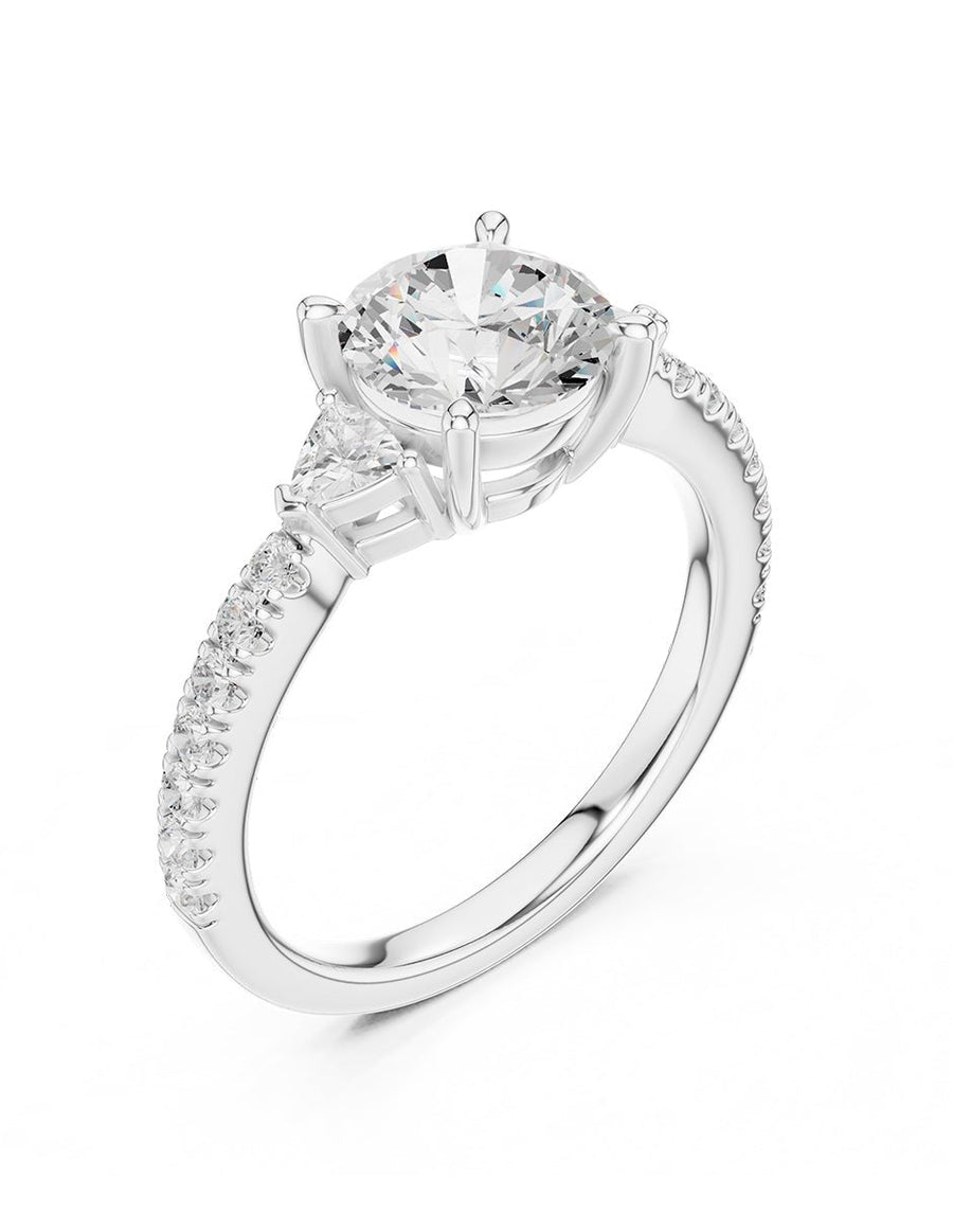 Anillo de compromiso - tres piedras - AMORE520-RD-LG