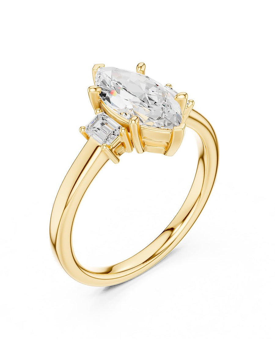 Anillo de compromiso - tres piedras - AMORE521-MQ-LG