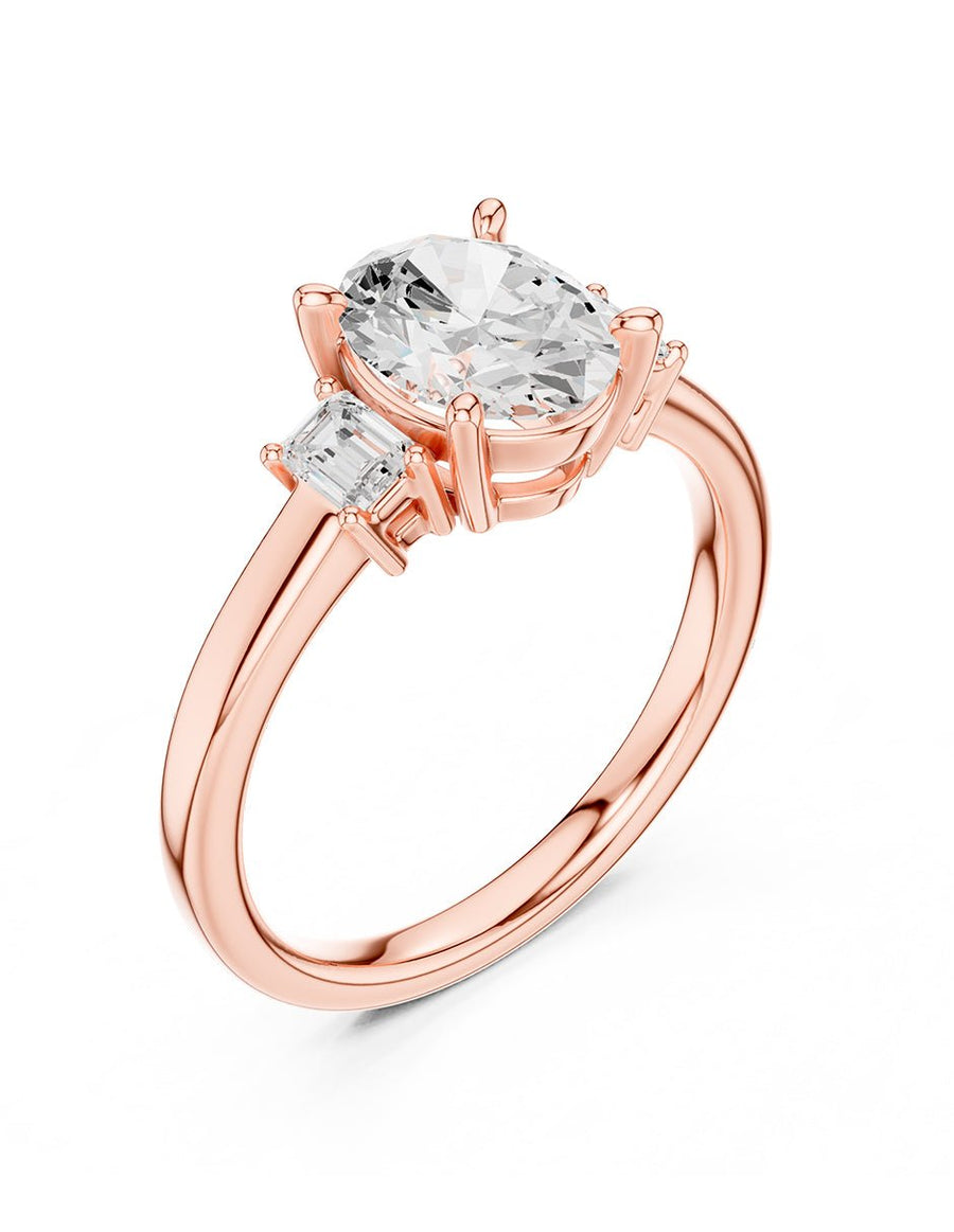 Anillo de compromiso - tres piedras - AMORE521-OV-LG