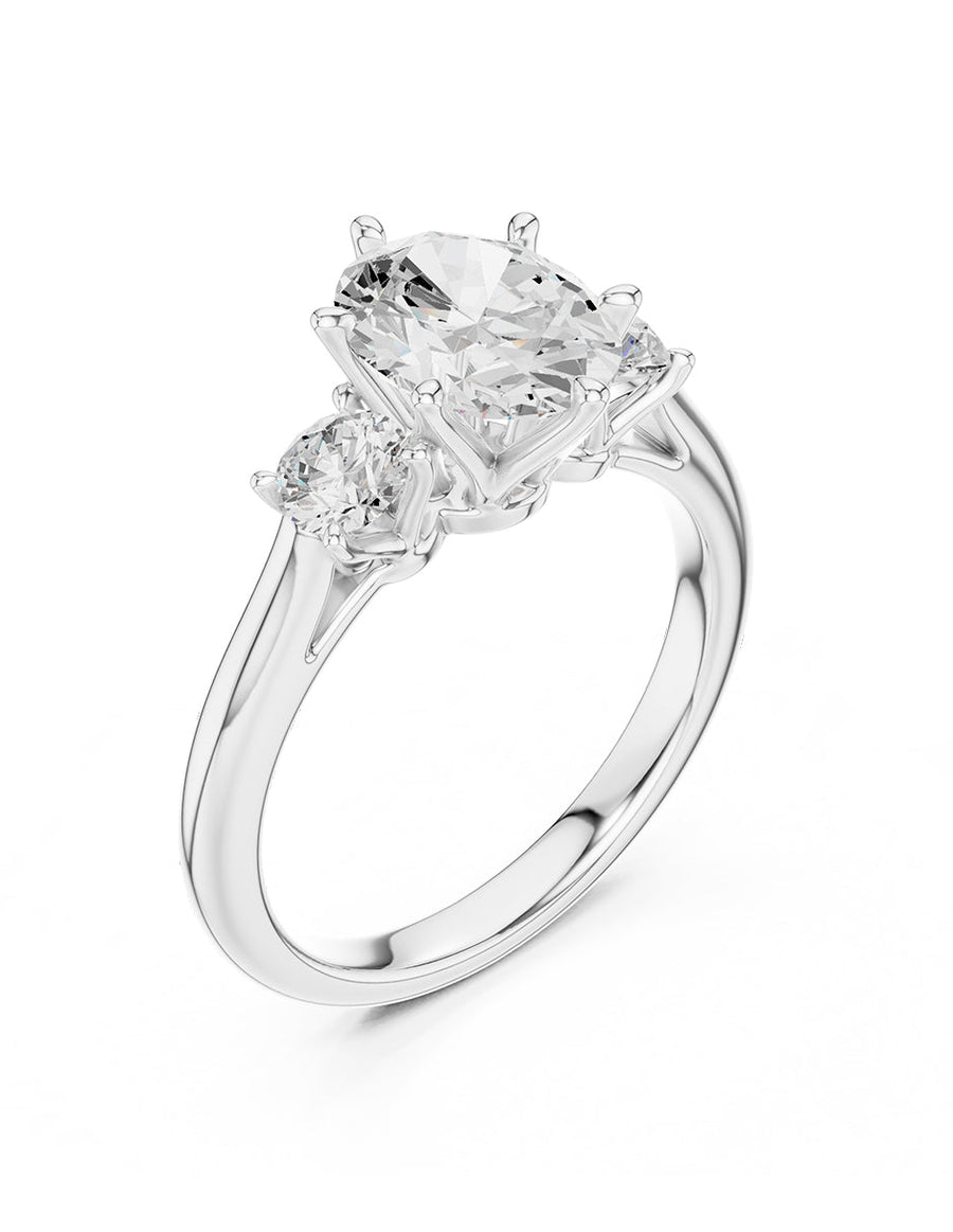 Anillo de compromiso - tres piedras - AMORE522-OV-LG
