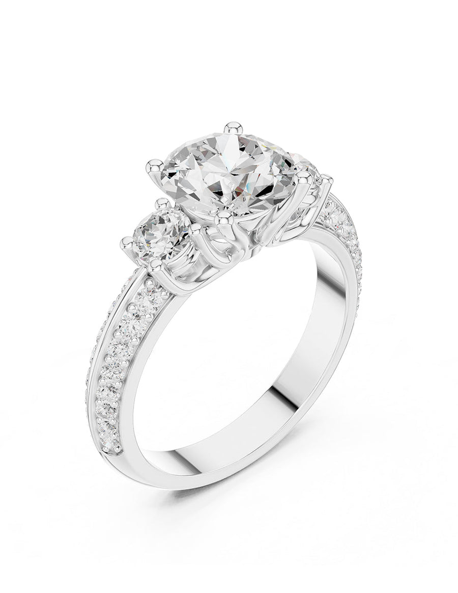 Montura para personalizar - tres piedras - AMORE523-RD