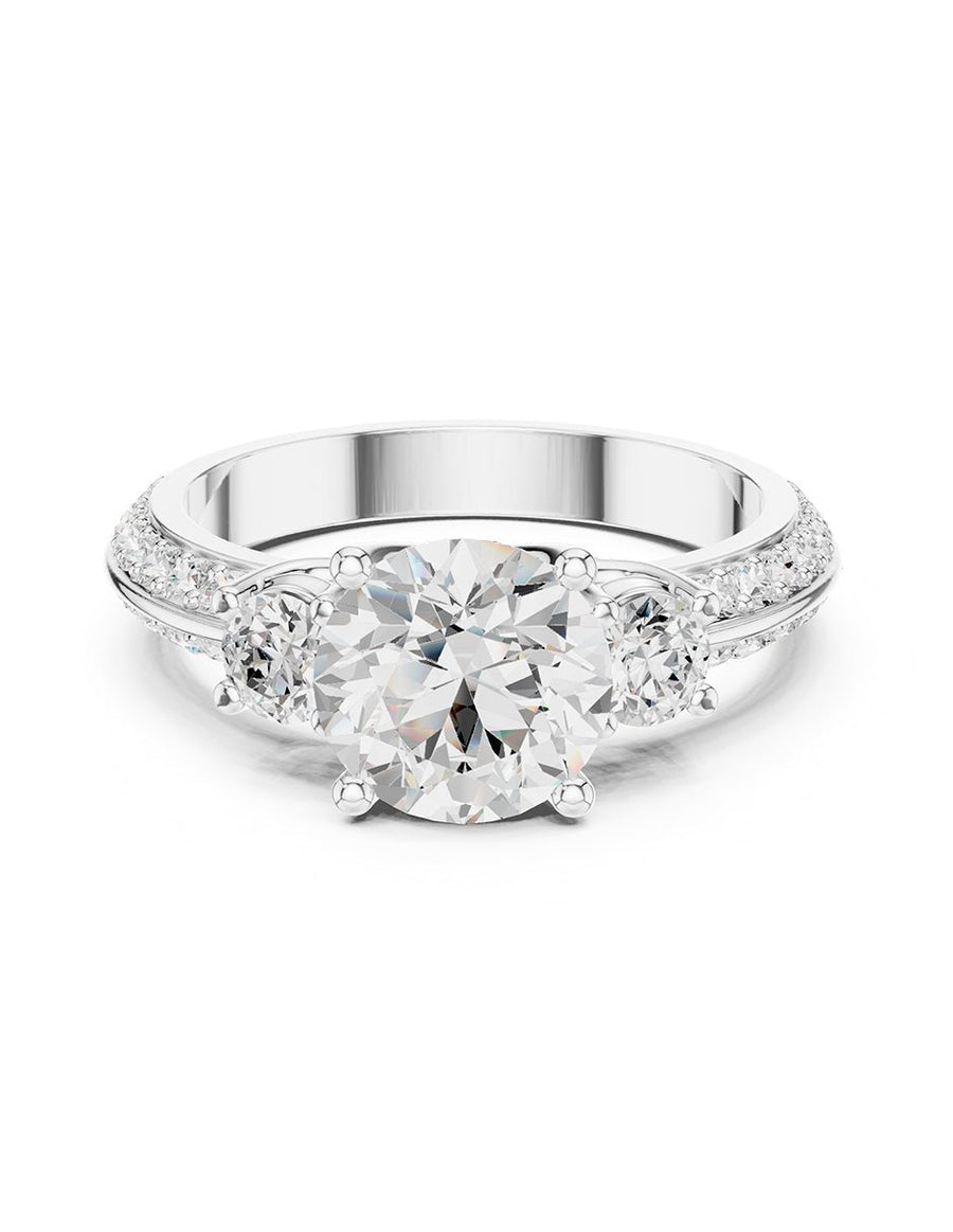 Anillo de compromiso - tres piedras - AMORE523-RD-LG