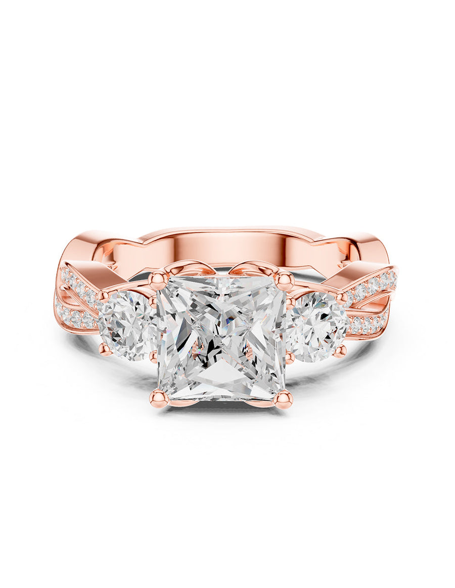 Montura para personalizar - tres piedras - AMORE524-PR