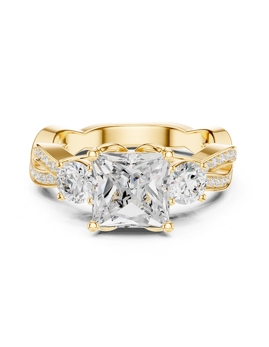 Montura para personalizar - tres piedras - AMORE524-PR