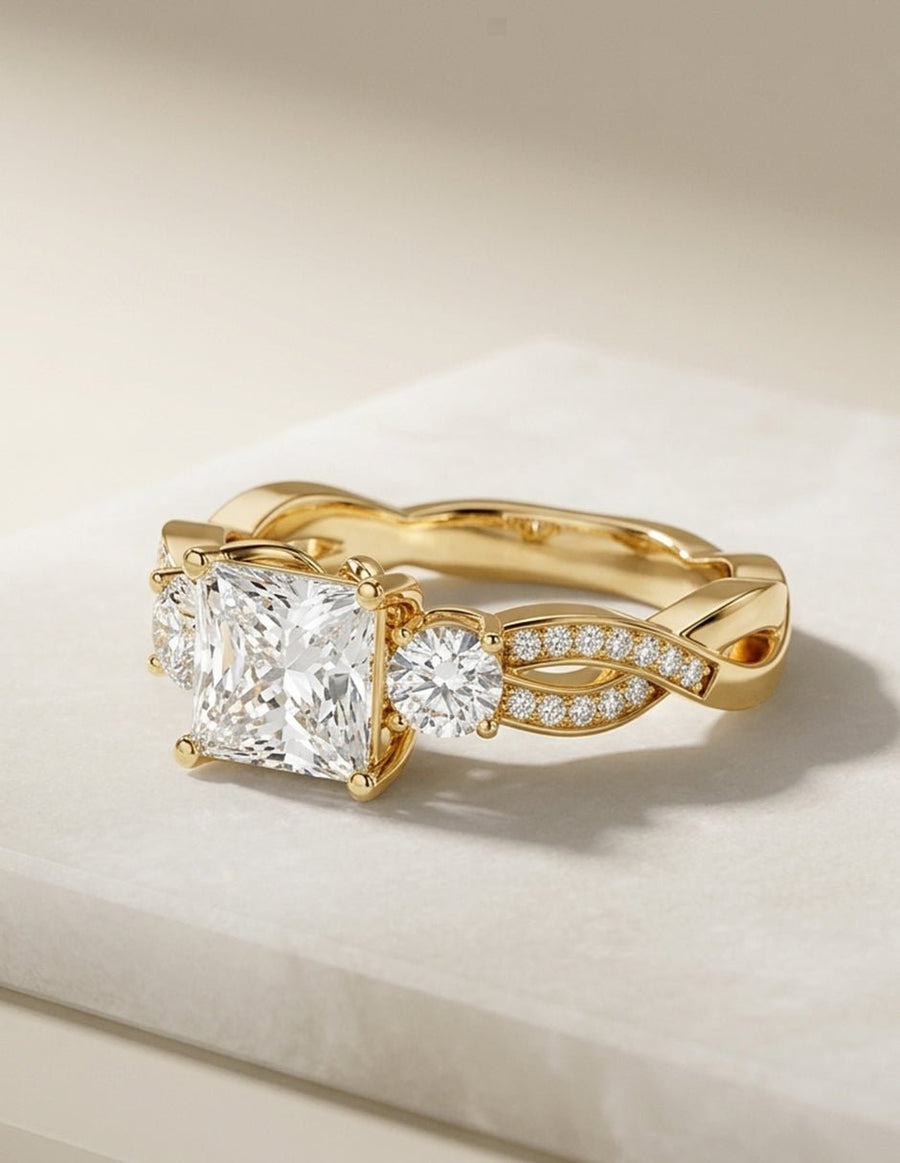 Anillo de compromiso - tres piedras - AMORE524-PR-LG