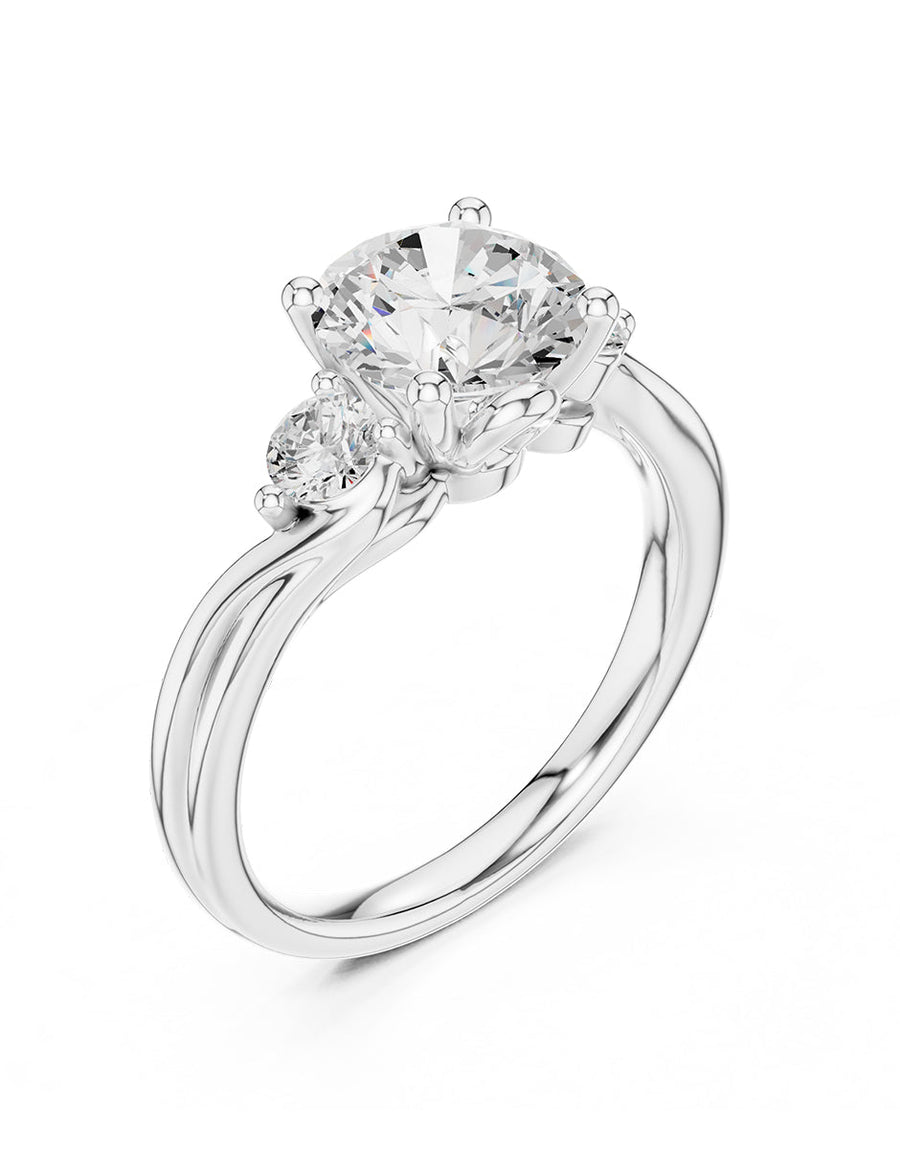 Anillo de compromiso - tres piedras - AMORE528-RD-LG