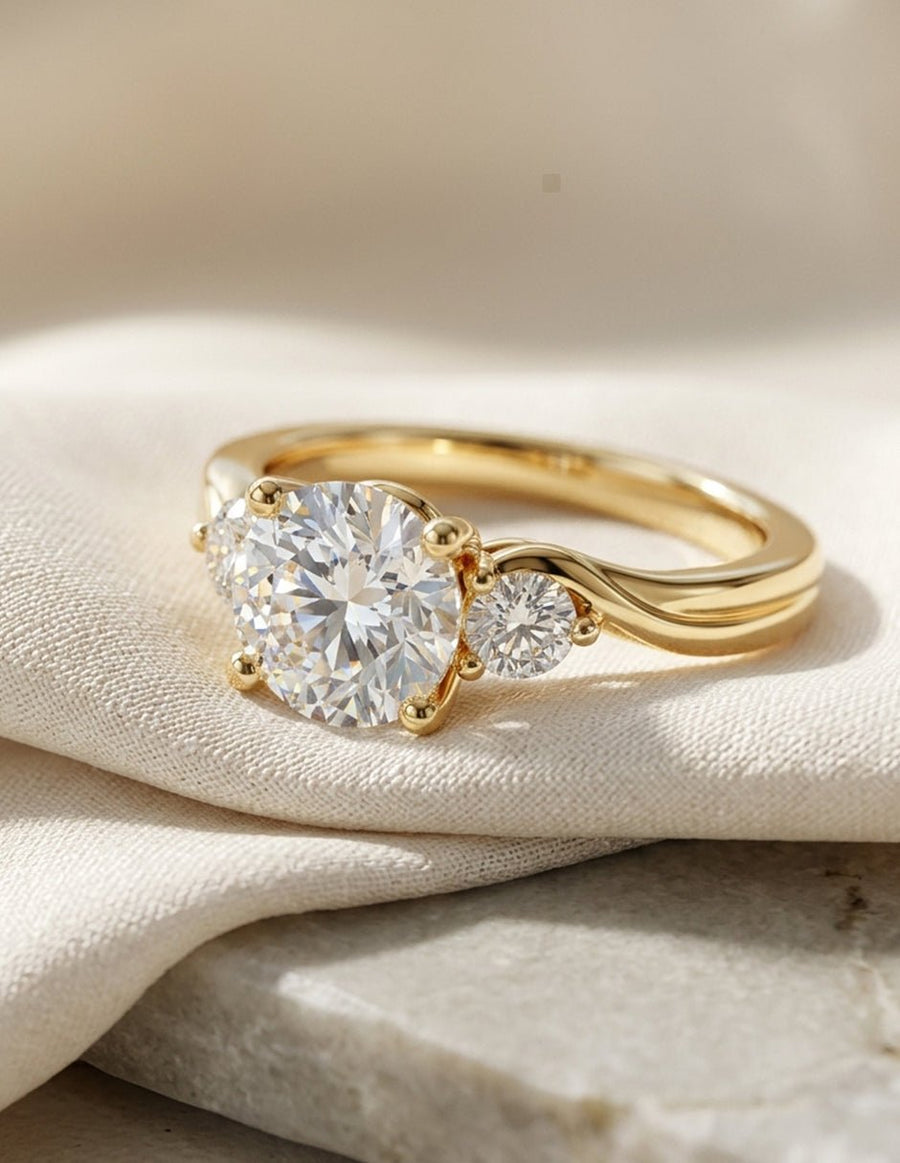 Anillo de compromiso - tres piedras - AMORE528-RD-LG