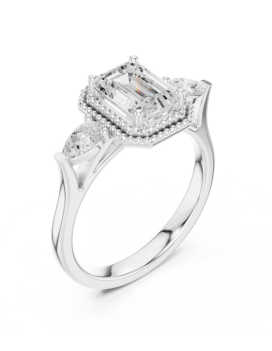 Anillo de compromiso - tres piedras - AMORE529-EM-LG