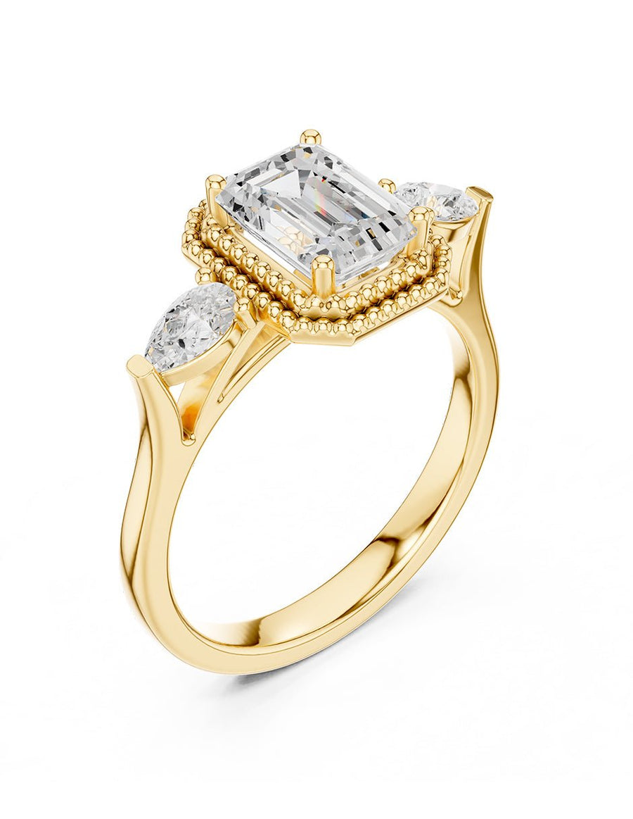 Anillo de compromiso - tres piedras - AMORE529-EM-LG