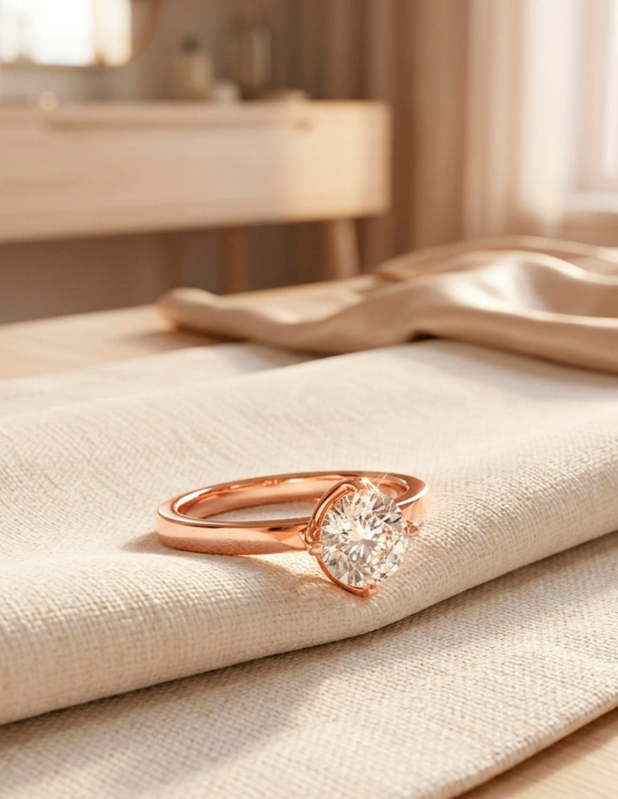 Anillo de Compromiso - solitario - AMORE53-RD-CZ