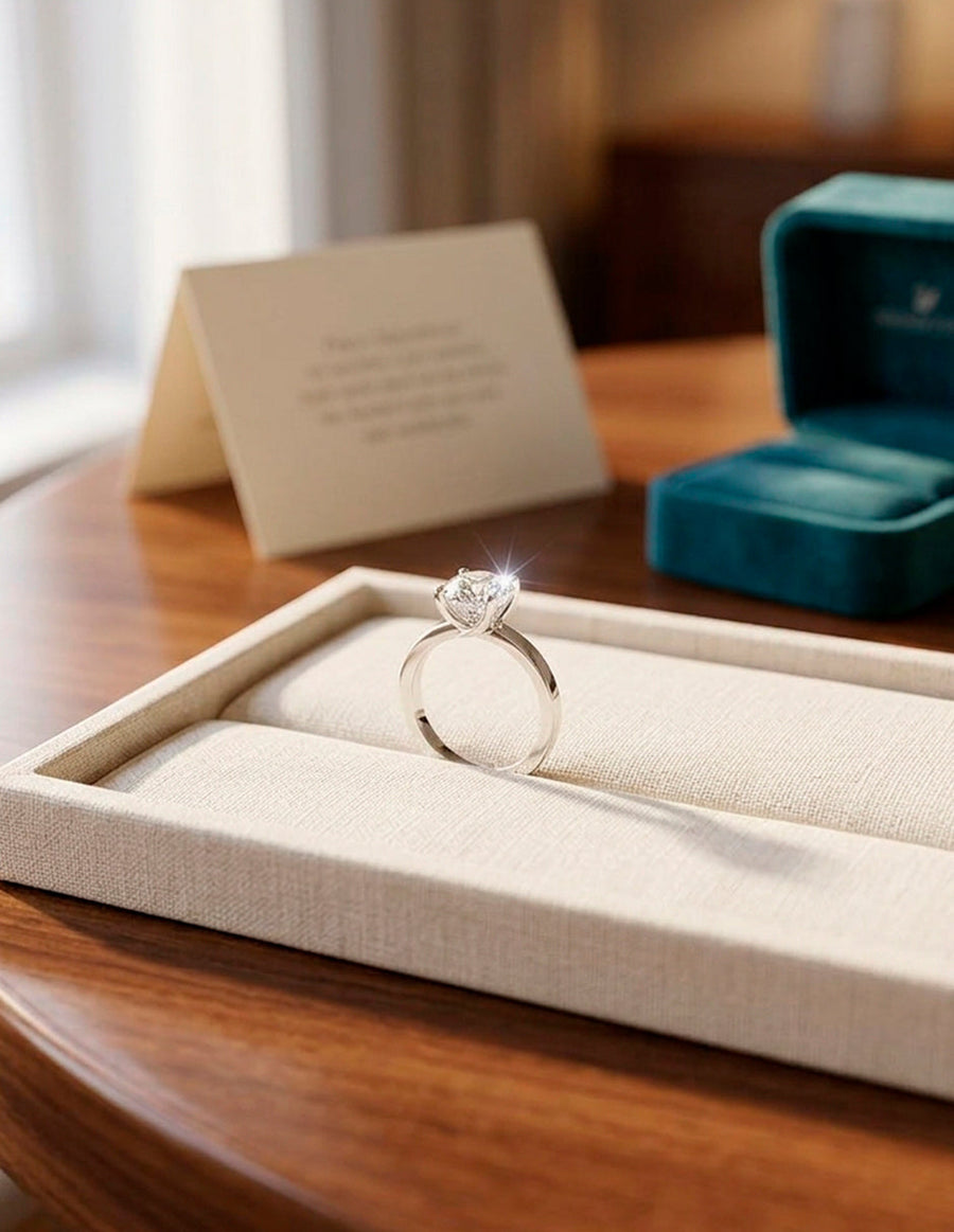Anillo de Compromiso - solitario - AMORE53-RD-CZ