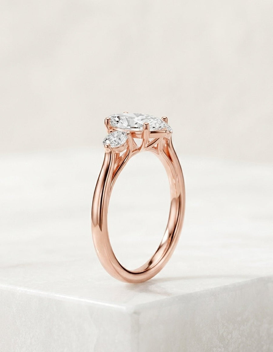 Anillo de compromiso - tres piedras - AMORE533-MQ-LG