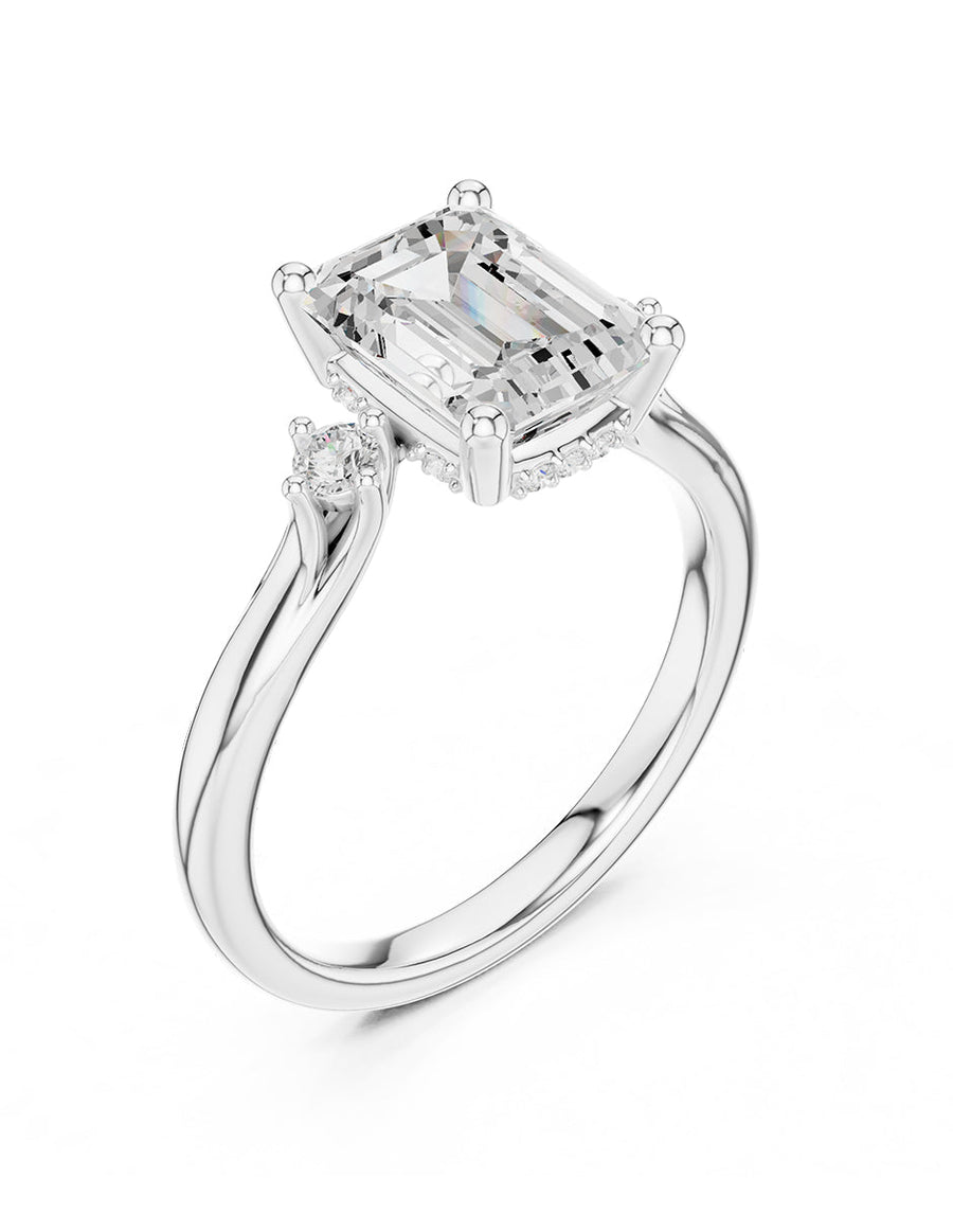 Anillo de compromiso - tres piedras - AMORE534-EM-LG