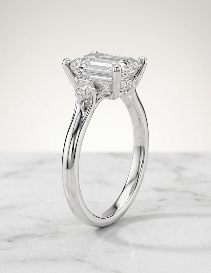 Anillo de compromiso - tres piedras - AMORE534-EM-LG
