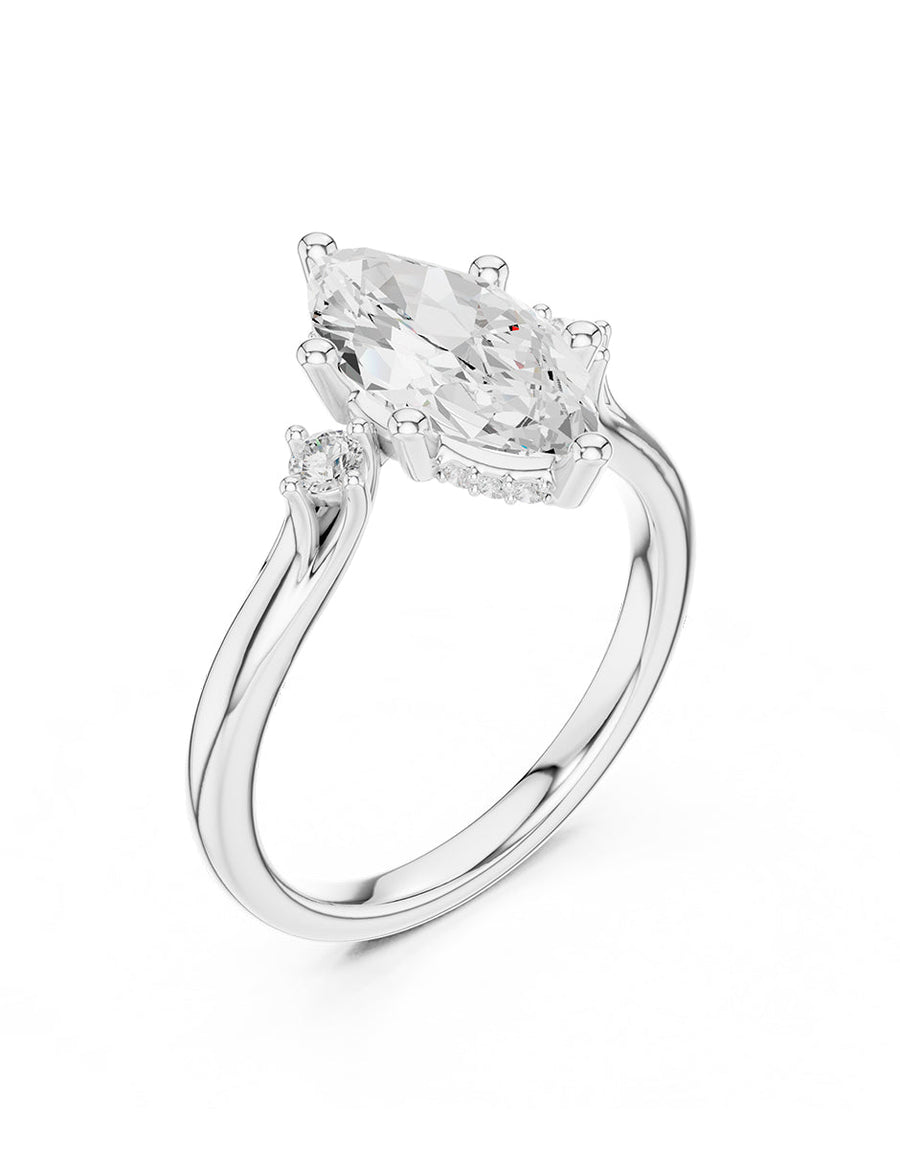Anillo de compromiso - tres piedras - AMORE534-MQ-LG