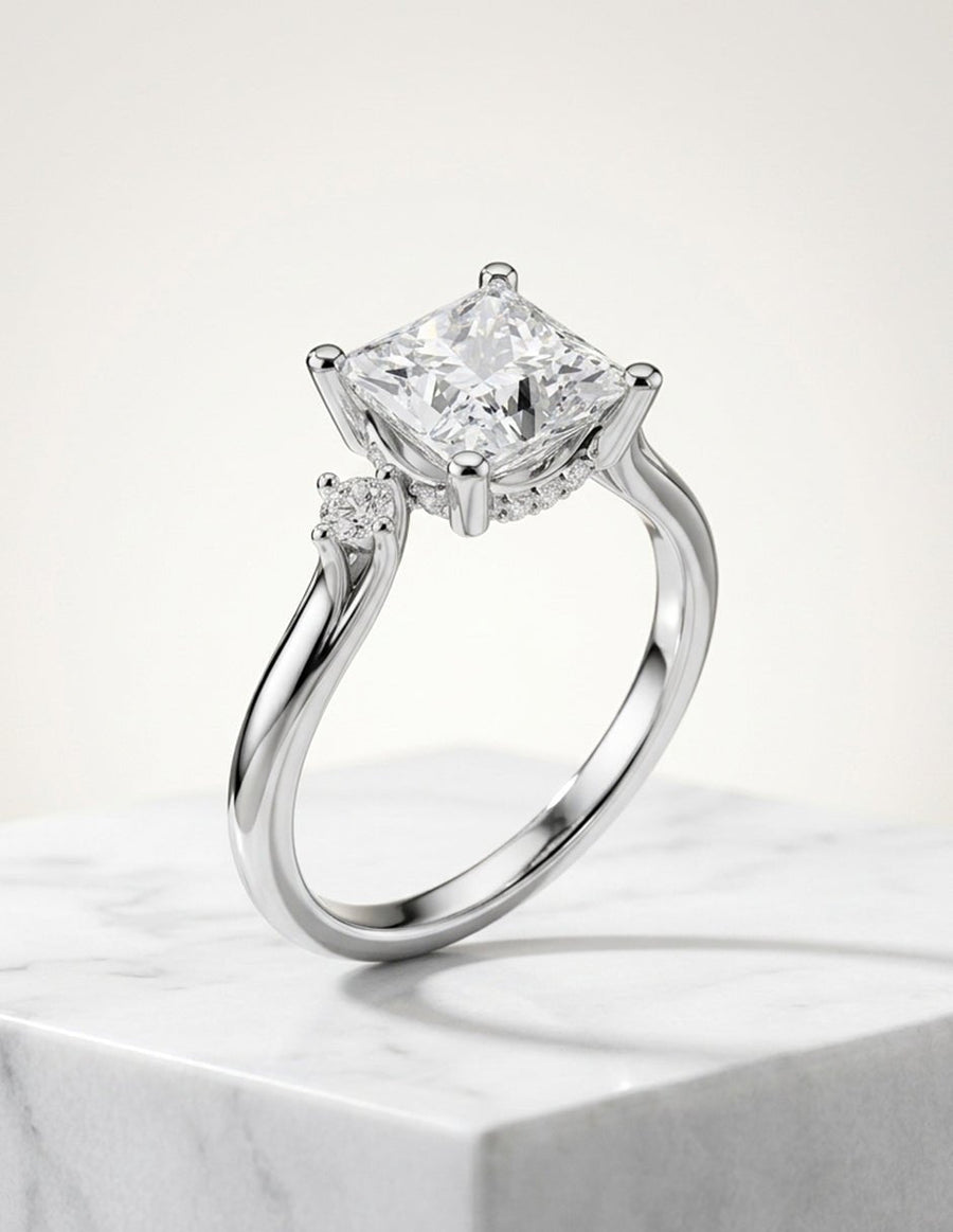 Anillo de compromiso - tres piedras - AMORE534-PR-LG