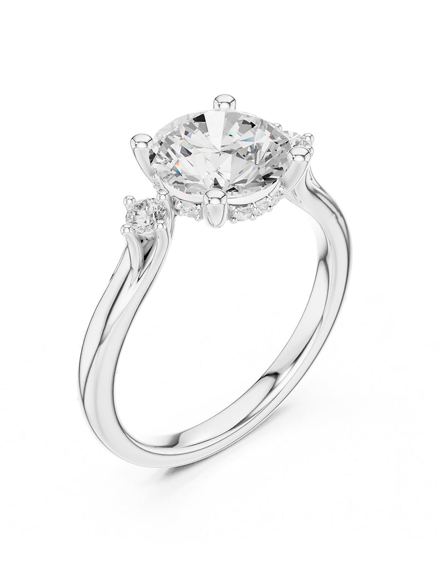 Anillo de compromiso - tres piedras - AMORE534-RD-LG