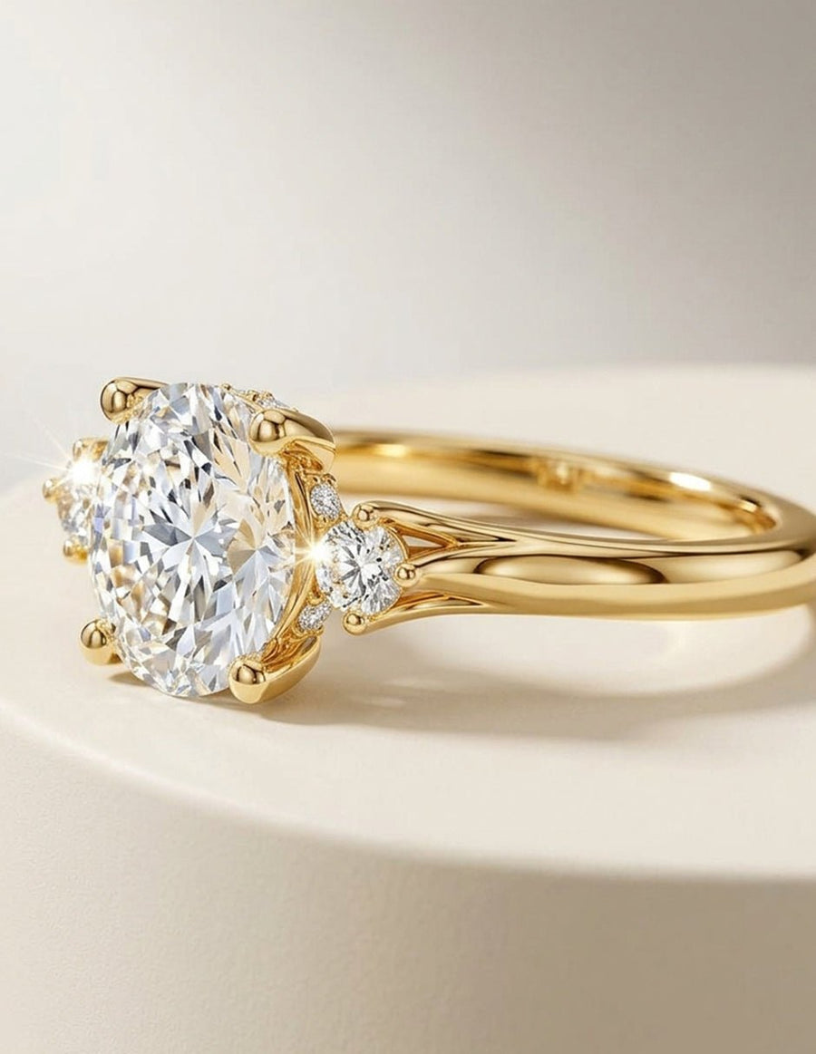 Anillo de compromiso - tres piedras - AMORE534-RD-LG