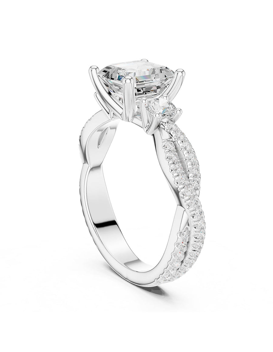 Montura para personalizar - tres piedras - AMORE535-AS