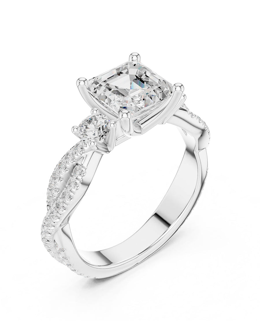 Montura para personalizar - tres piedras - AMORE535-AS