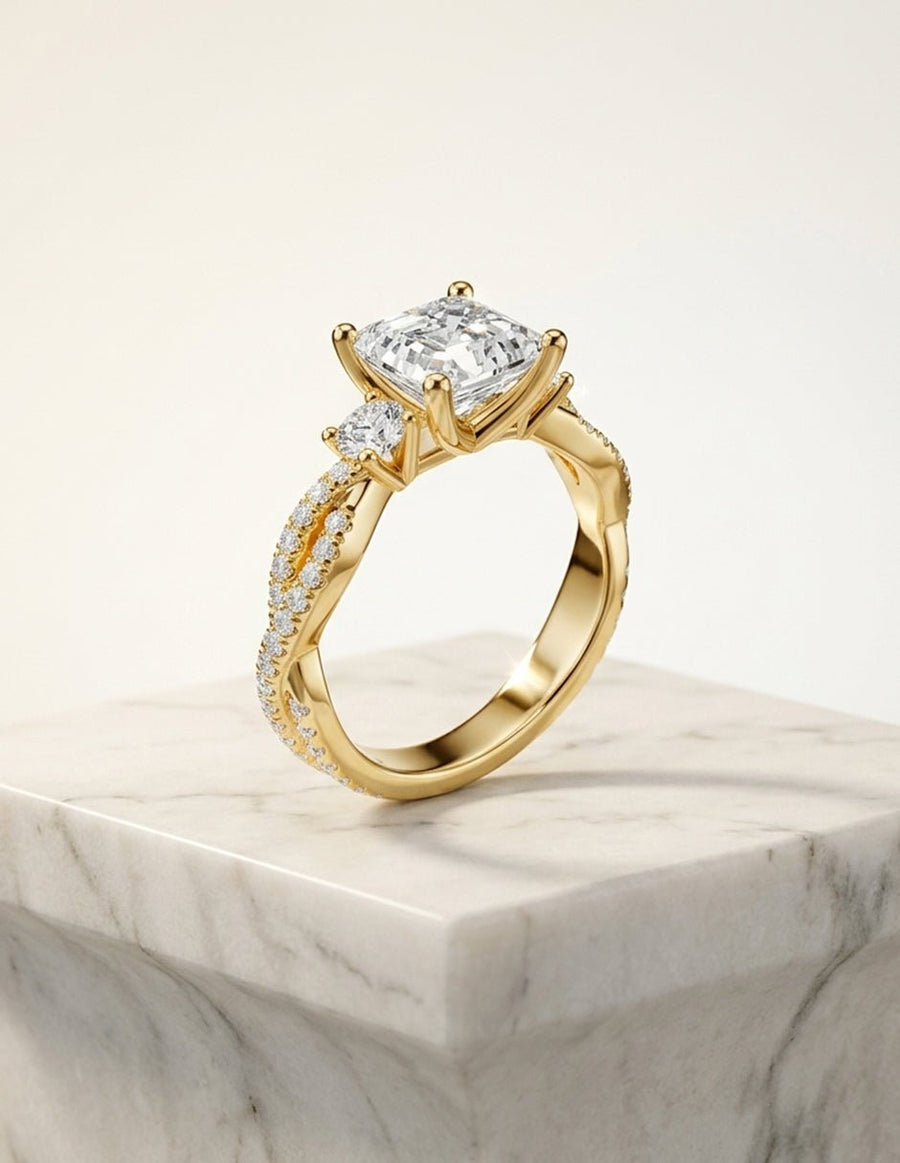 Anillo de compromiso - tres piedras - AMORE535-AS-LG