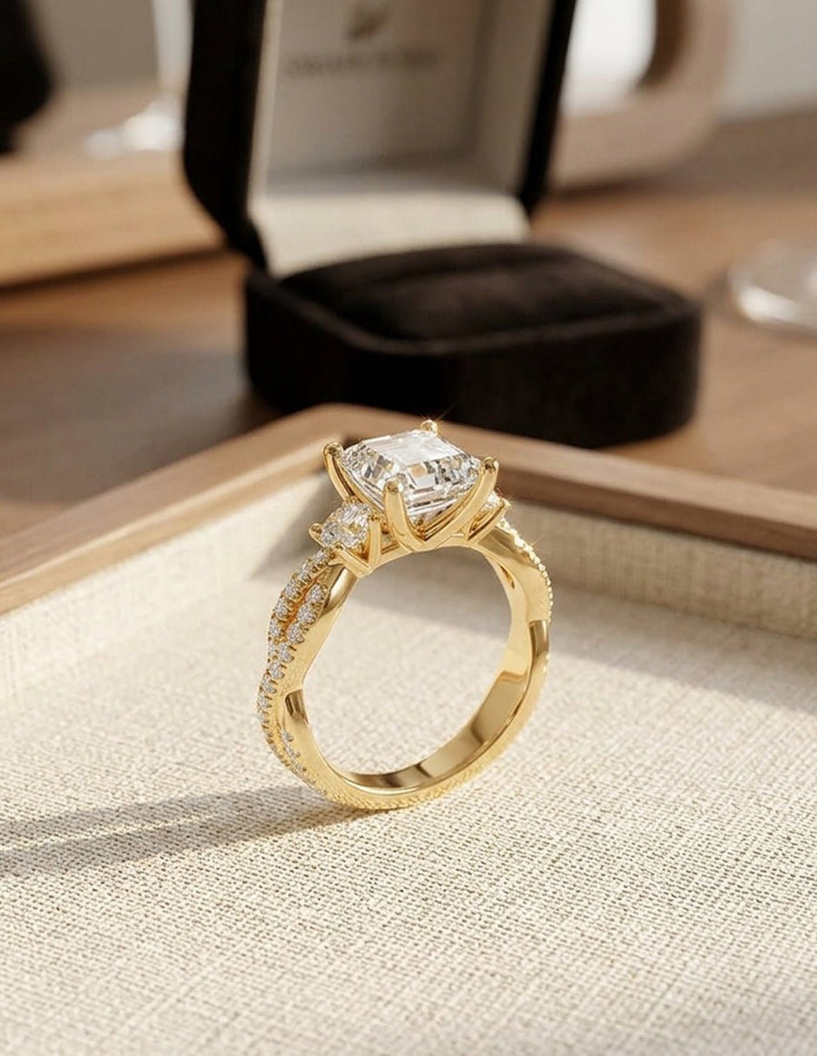 Anillo de compromiso - tres piedras - AMORE535-AS-LG