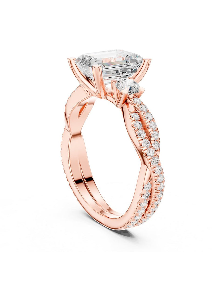 Anillo de compromiso - tres piedras - AMORE535-EM-LG