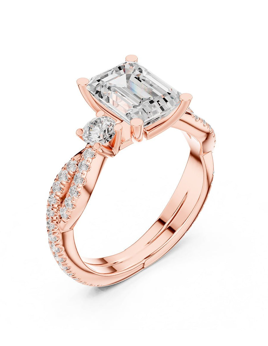 Anillo de compromiso - tres piedras - AMORE535-EM-LG