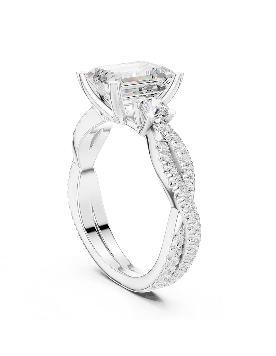Anillo de compromiso - tres piedras - AMORE535-EM-LG