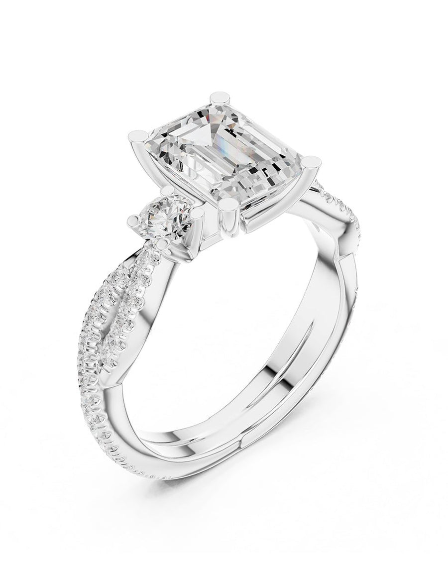 Anillo de compromiso - tres piedras - AMORE535-EM-LG