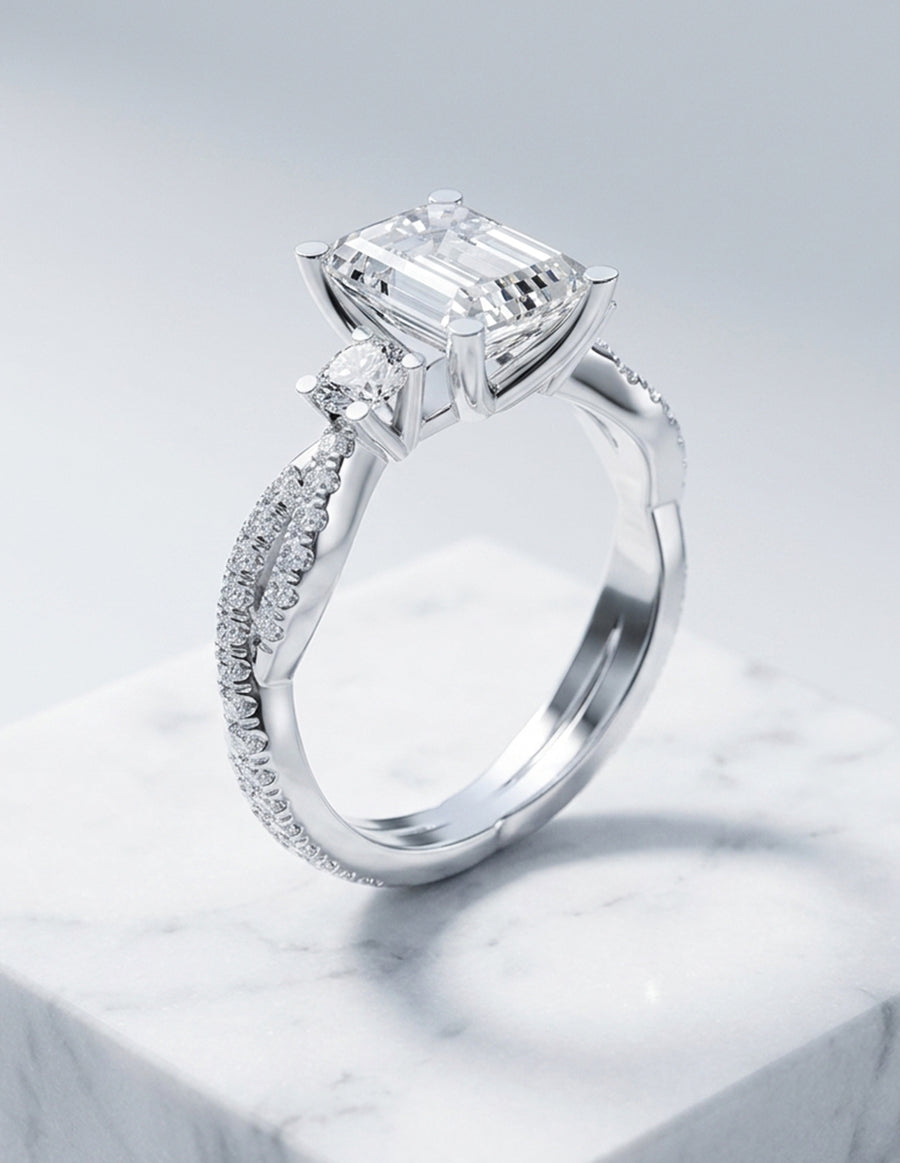 Montura para personalizar - tres piedras - AMORE535-EM