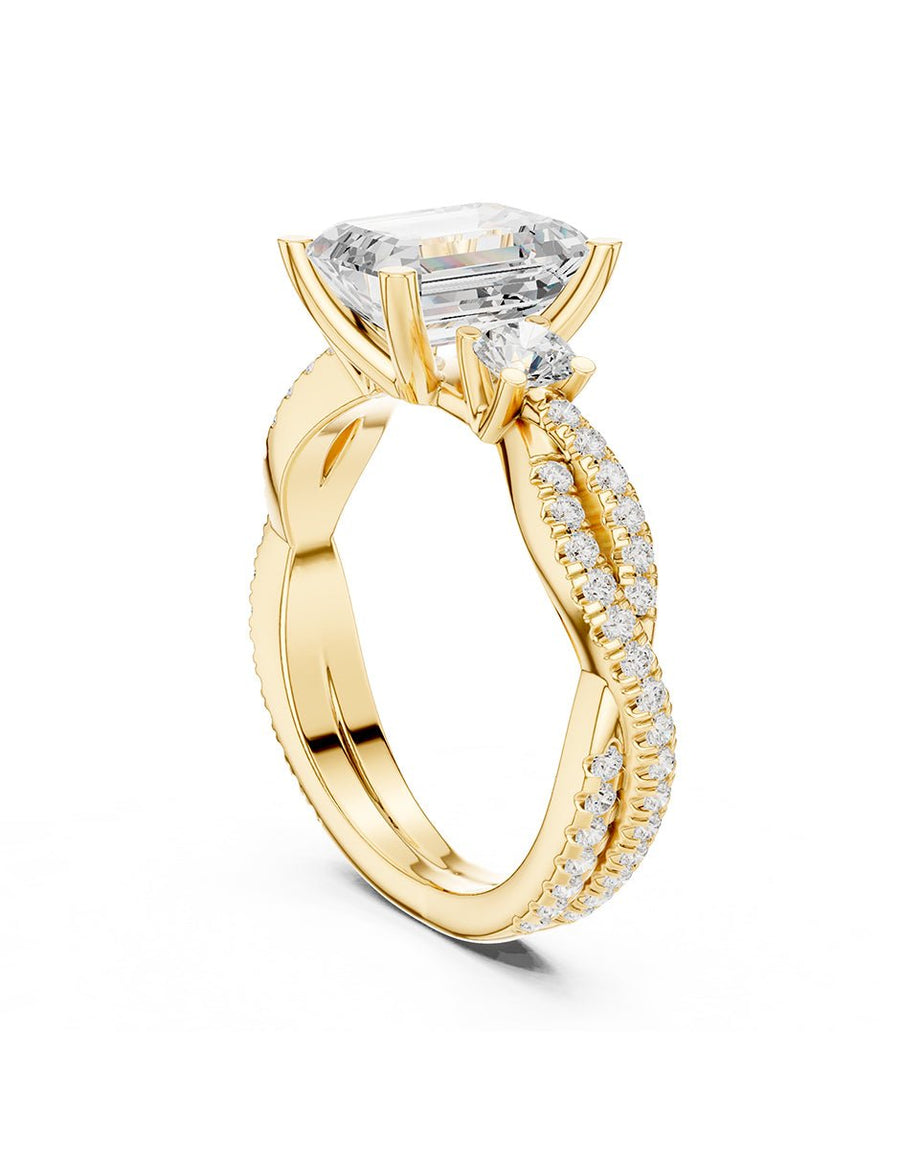 Anillo de compromiso - tres piedras - AMORE535-EM-LG