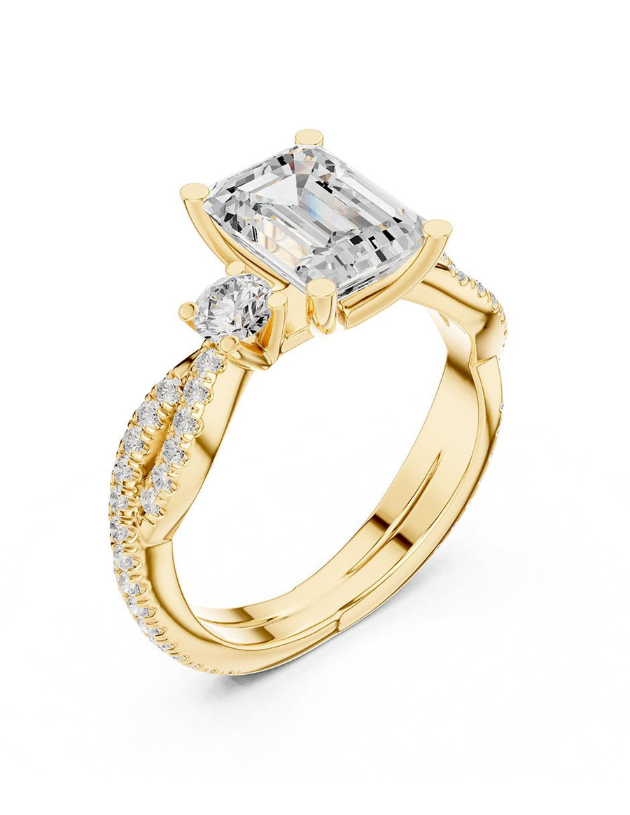 Anillo de compromiso - tres piedras - AMORE535-EM-LG