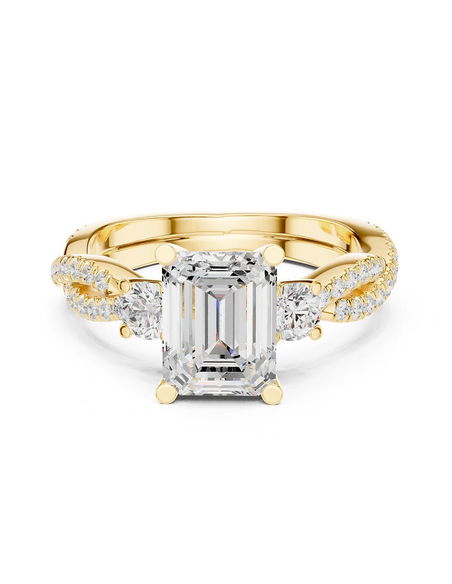 Anillo de compromiso - tres piedras - AMORE535-EM-LG